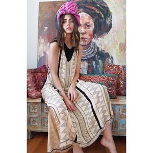 Z&L Europe Nairobi Tribal Crochet Trim Maxi Dress